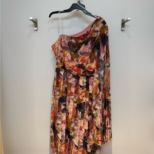 Kay Unger Multicolor One-Shoulder Dress